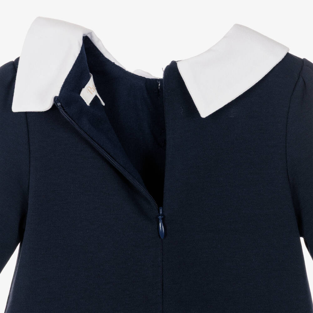Patachou-Girls Navy Blue Milano Jersey Collared Dress | Childrensalon