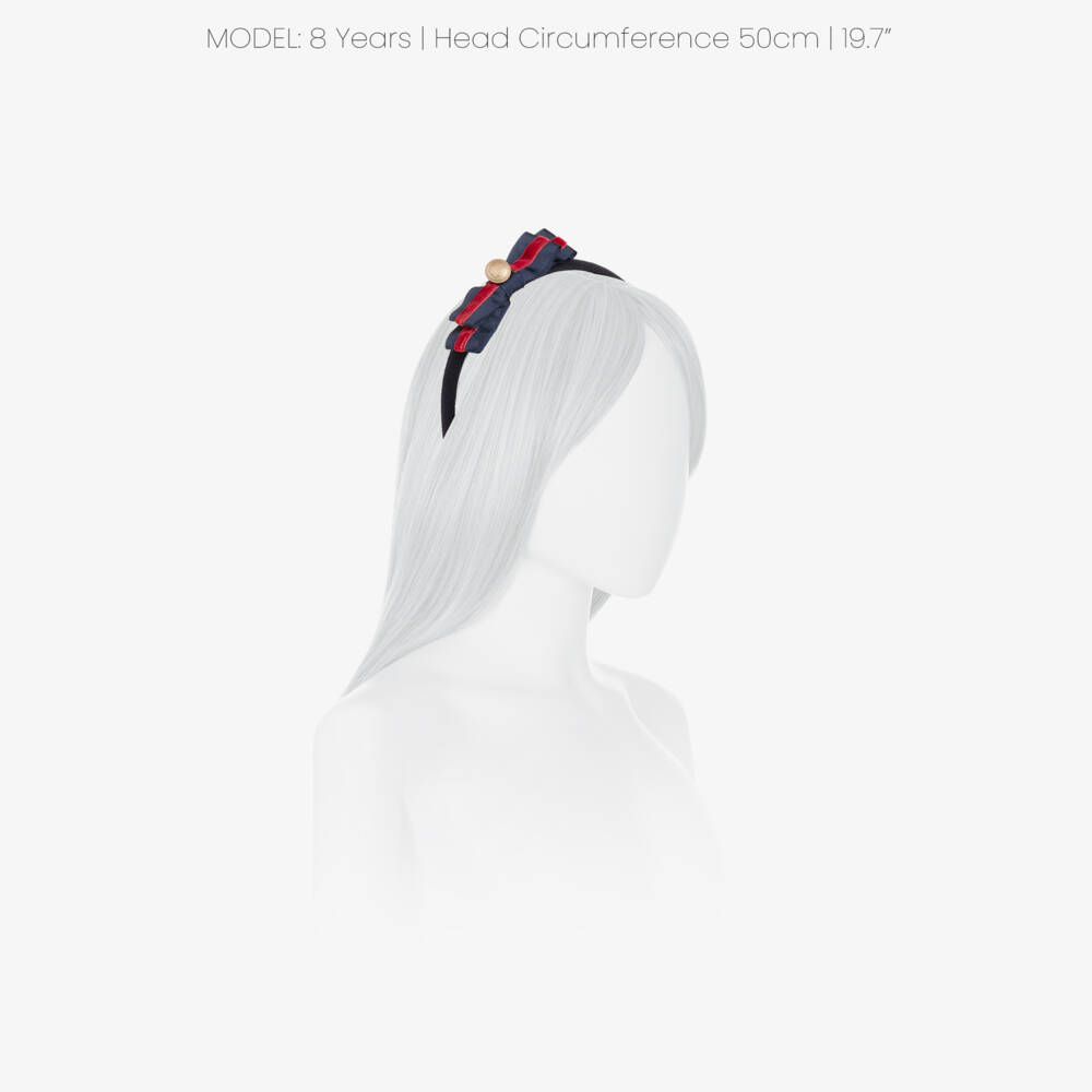 Patachou-Girls Navy Blue & Red Bow Hairband | Childrensalon