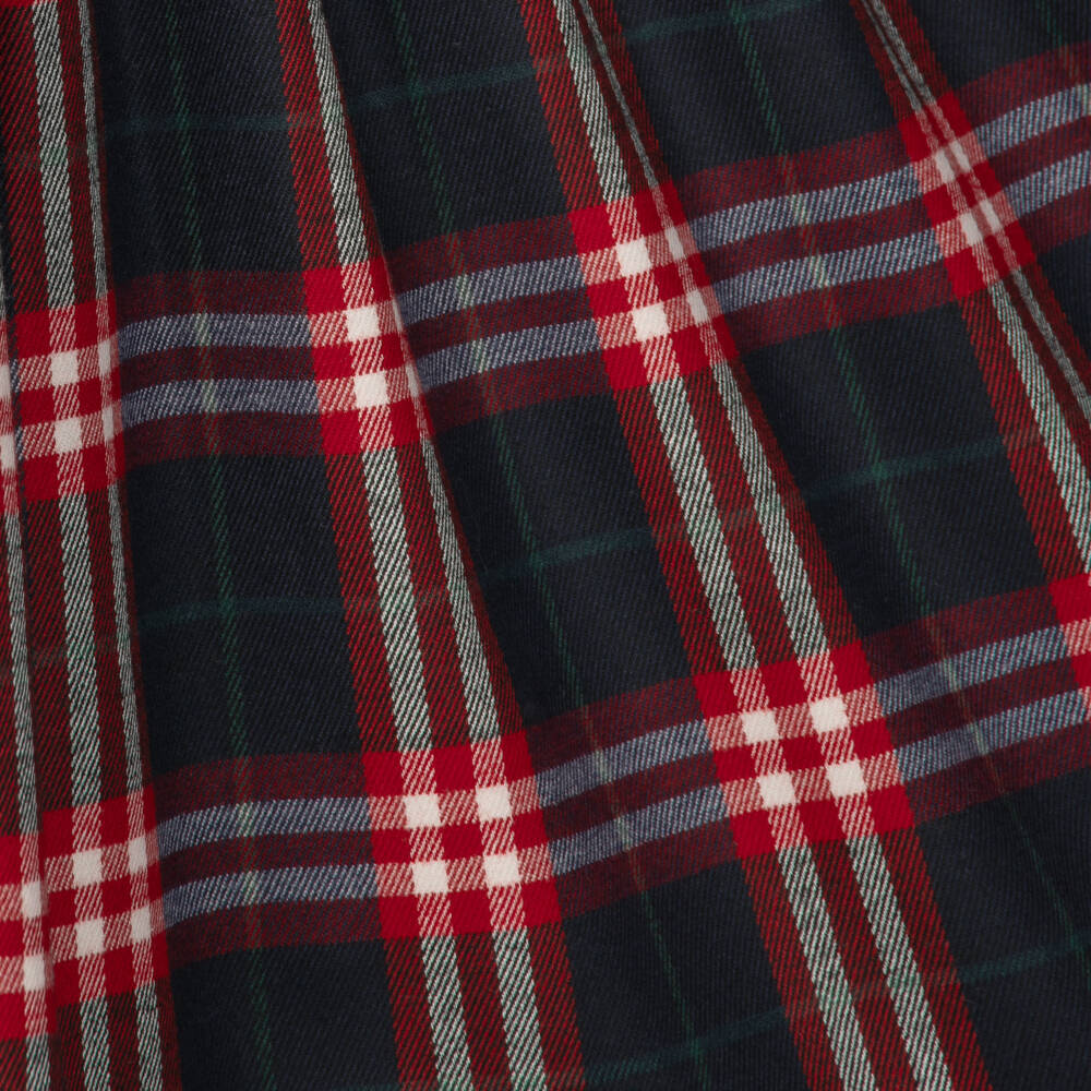 Patachou-Girls Navy Blue & Red Tartan Check Dress | Childrensalon