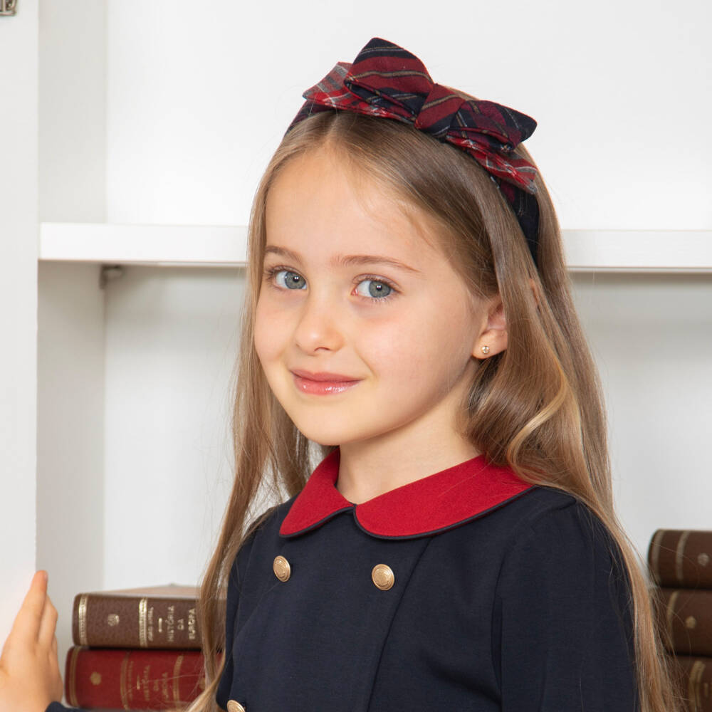 Patachou-Ободок сине-красный в клетку для девочек | Childrensalon