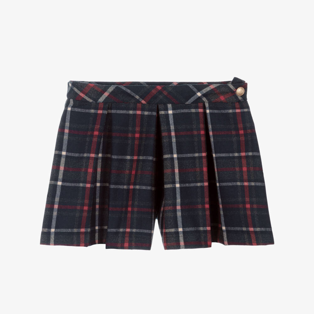 Patachou-Girls Navy Blue & Red Tartan Skort | Childrensalon