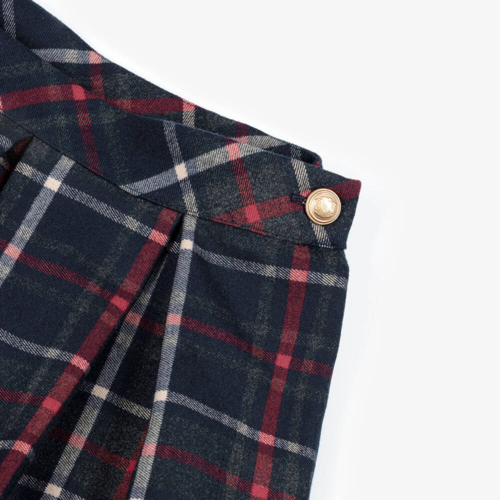 Patachou-Girls Navy Blue & Red Tartan Skort | Childrensalon