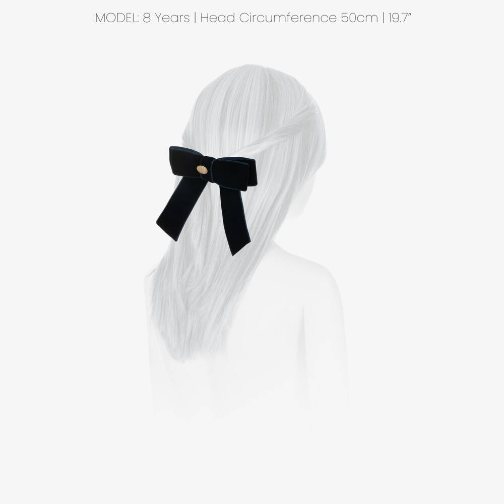 Patachou-Girls Navy Blue Velvet Bow Hair Clip | Childrensalon