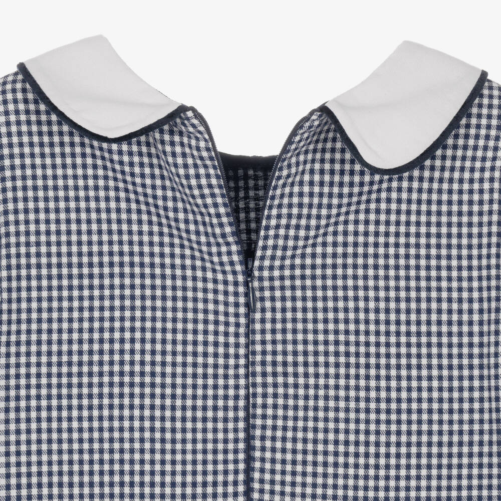 Patachou-Girls Navy Blue & White Gingham Dress | Childrensalon