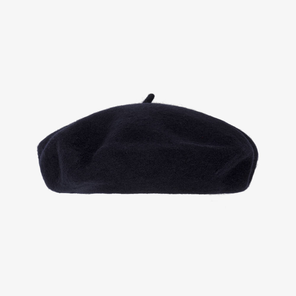 Patachou-Girls Navy Blue Wool Beret with Bow | Childrensalon