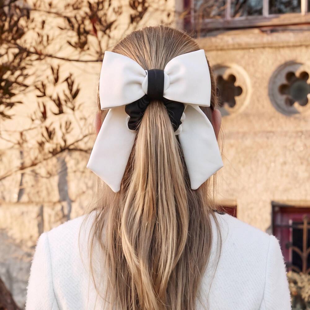 Patachou-Girls Pale Beige Bow Hair Scrunchie (14cm) | Childrensalon
