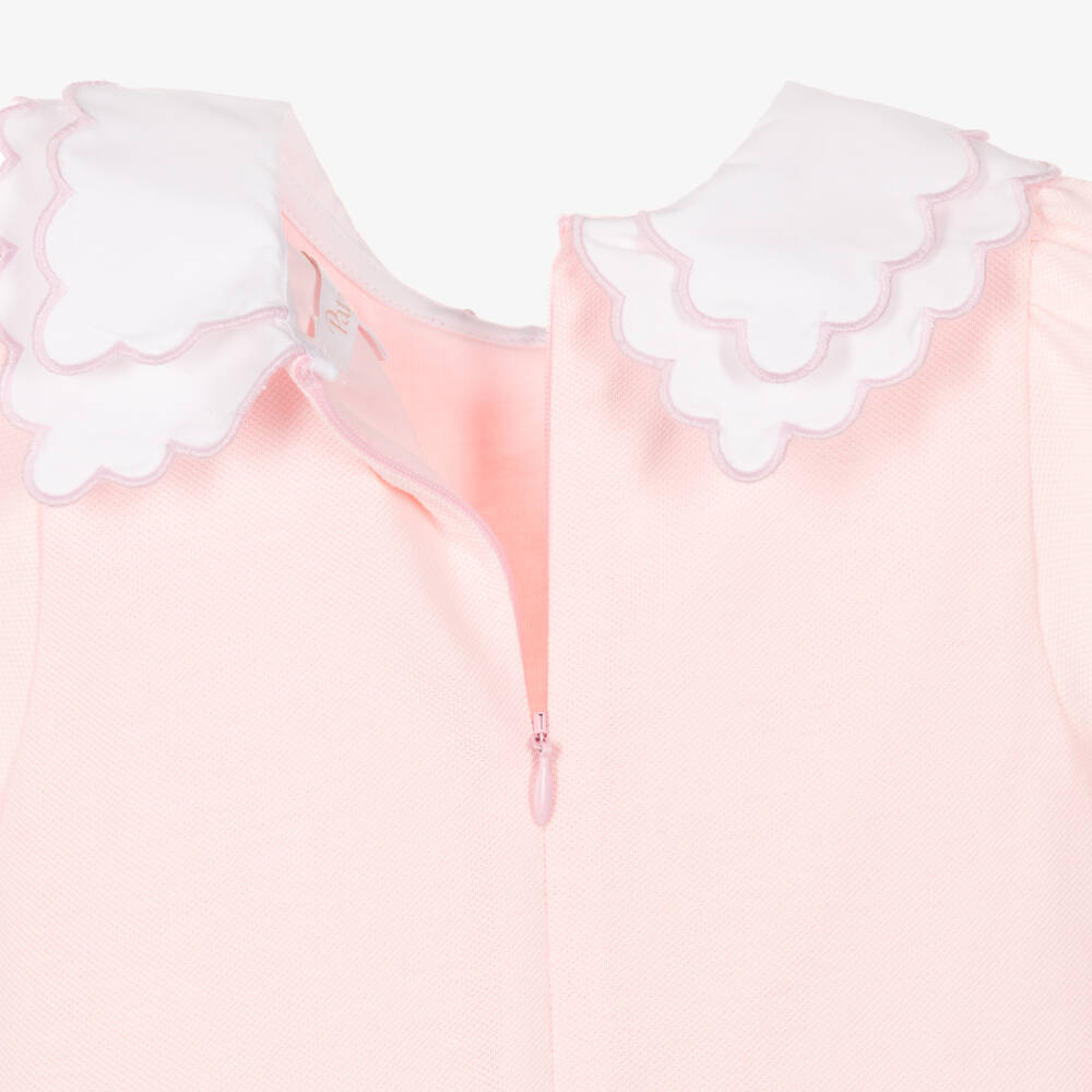 Patachou-Girls Pale Pink Cotton Piqué Pleated Dress | Childrensalon
