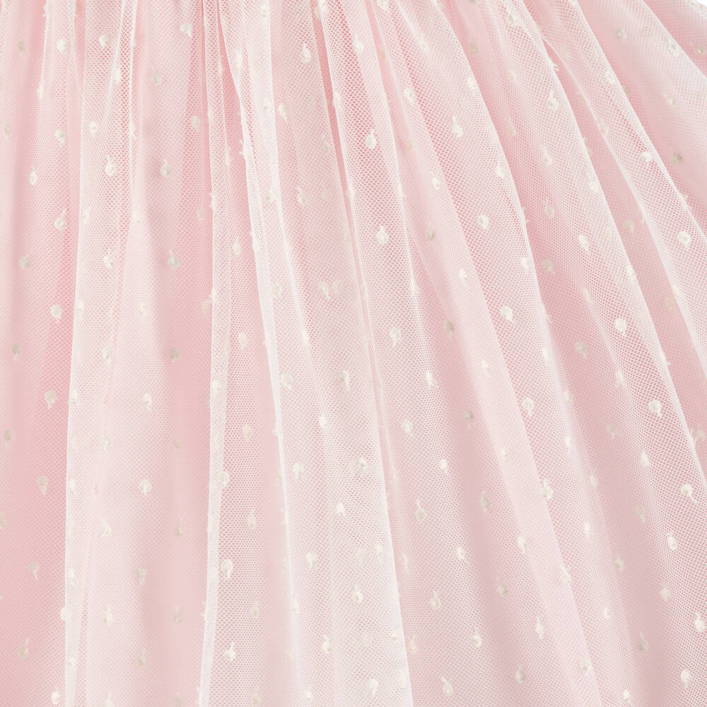 Patachou-Girls Pale Pink Dress with Ivory Lace Overlay | Childrensalon