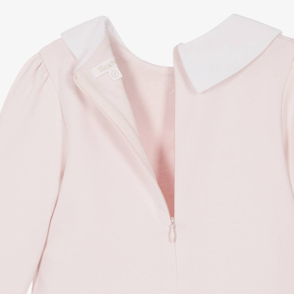 Patachou-Girls Pale Pink Milano Jersey Collared Dress | Childrensalon