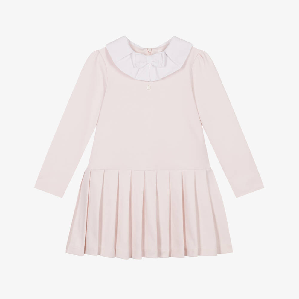Patachou-Girls Pale Pink Milano Jersey Collared Dress | Childrensalon