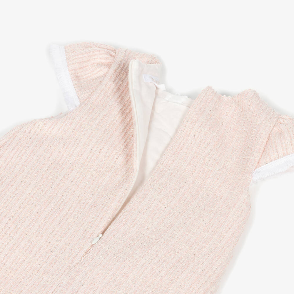 Patachou-Girls Pale Pink Sparkle Tweed Dress | Childrensalon