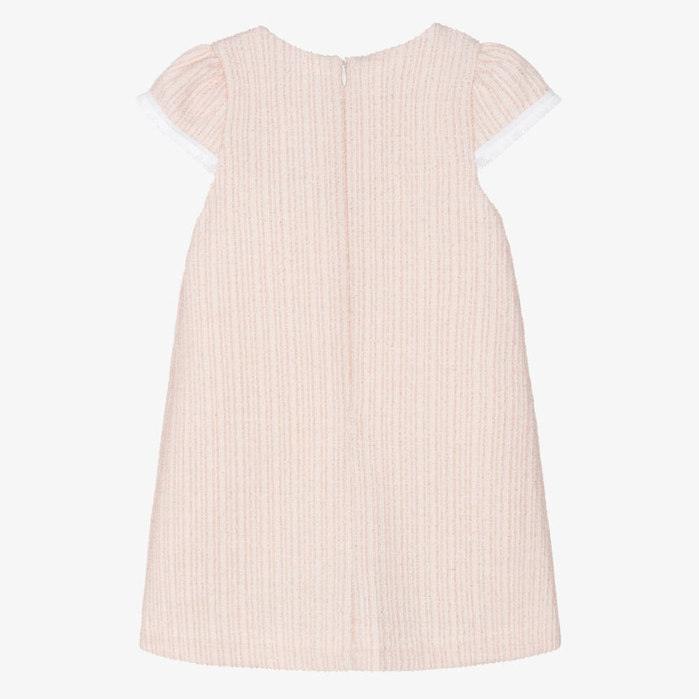 Patachou-Girls Pale Pink Sparkle Tweed Dress | Childrensalon