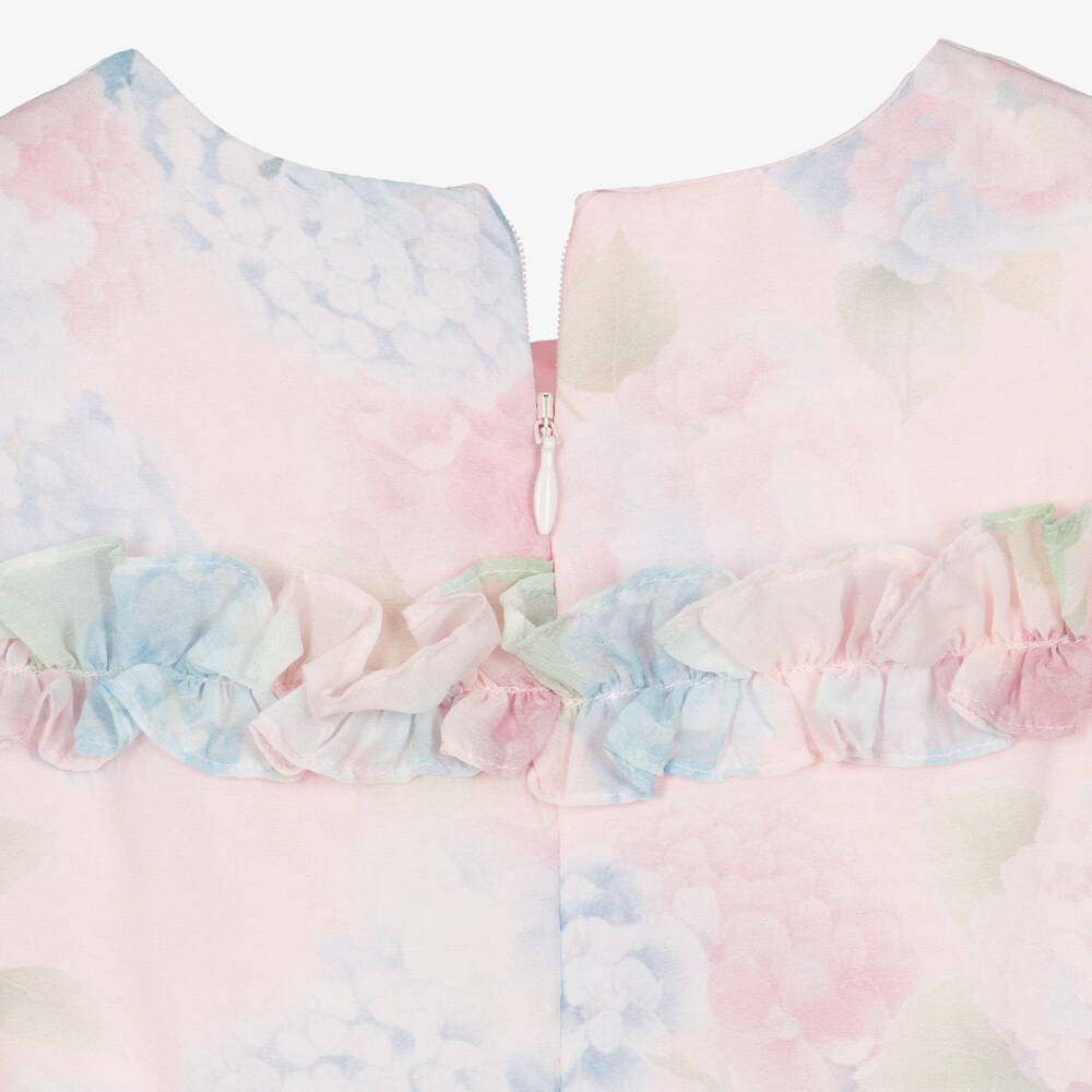 Patachou-Girls Pastel Pink Dress with Floral Print | Childrensalon