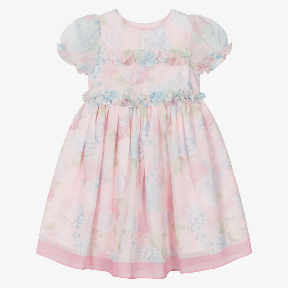 Patachou-Girls Pastel Pink Dress with Floral Print | Childrensalon