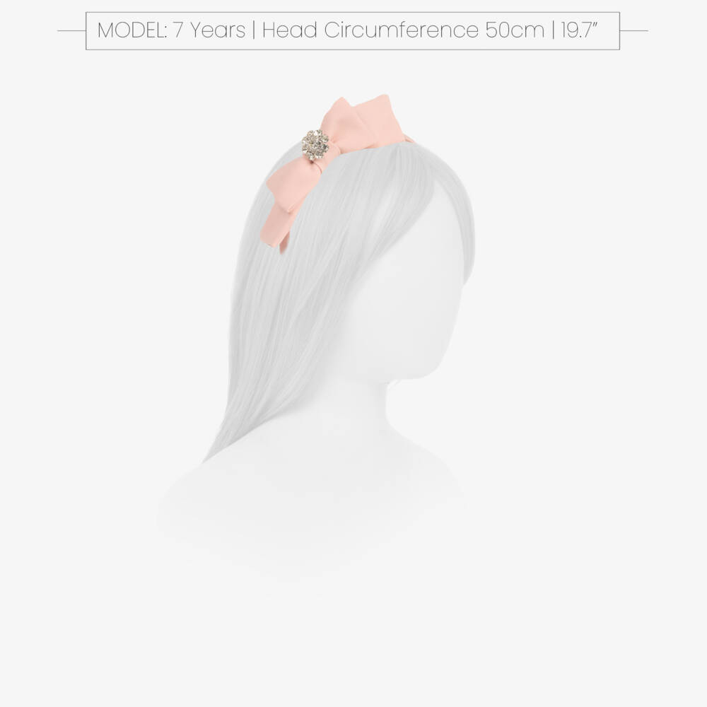 Patachou-Girls Pink Bow Hairband with Crystal Embellishment | Childrensalon