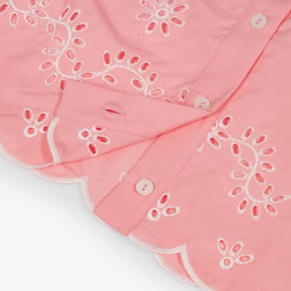 Patachou-Girls Pink Broderie Detail Cotton Skirt Set | Childrensalon