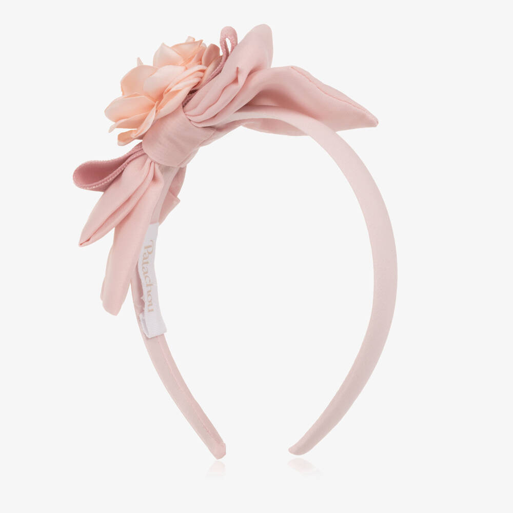 Patachou-Ободок розовый шифоновый с бантом и цветком для девочек | Childrensalon