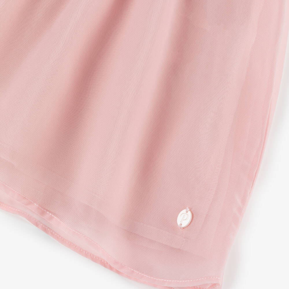 Patachou-Girls Pink Chiffon Cape Dress | Childrensalon