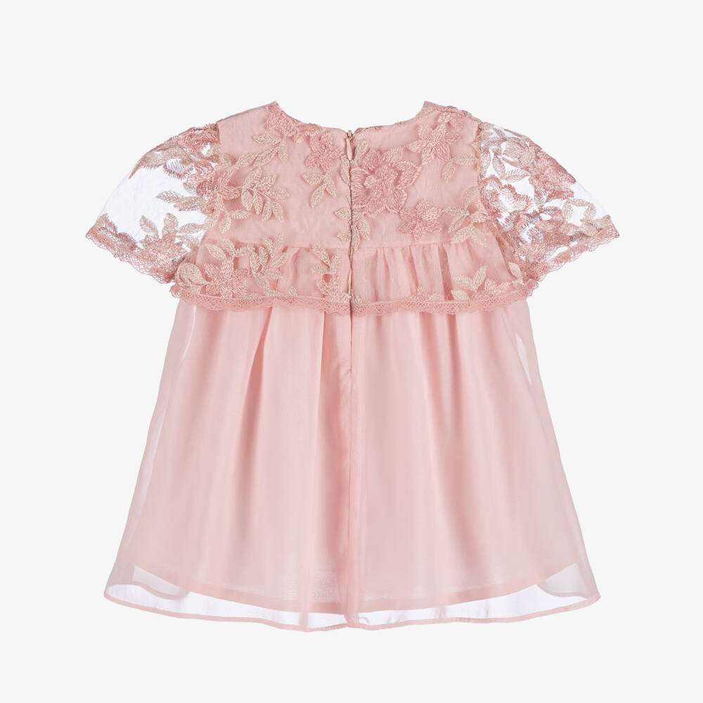 Patachou-Girls Pink Chiffon Cape Dress | Childrensalon