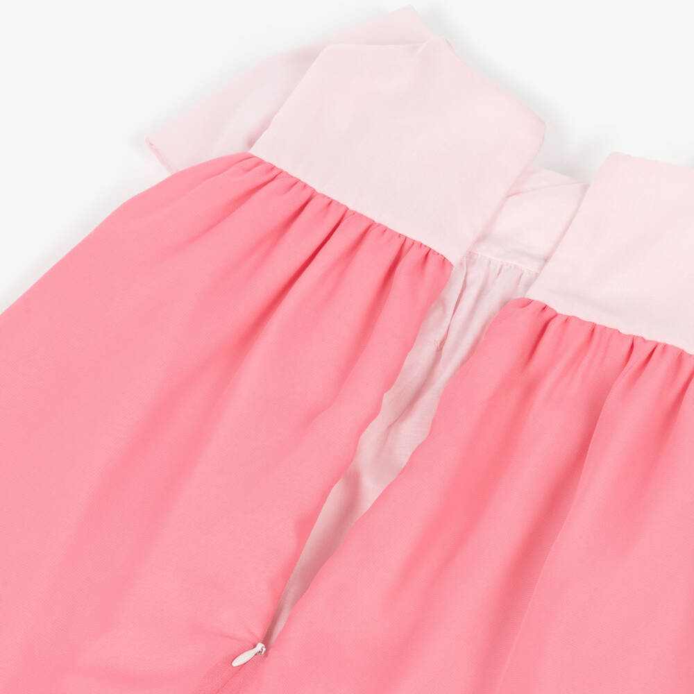 Patachou-فستان شيفون مزين بفيونكة لون زهري للبنات  | Childrensalon