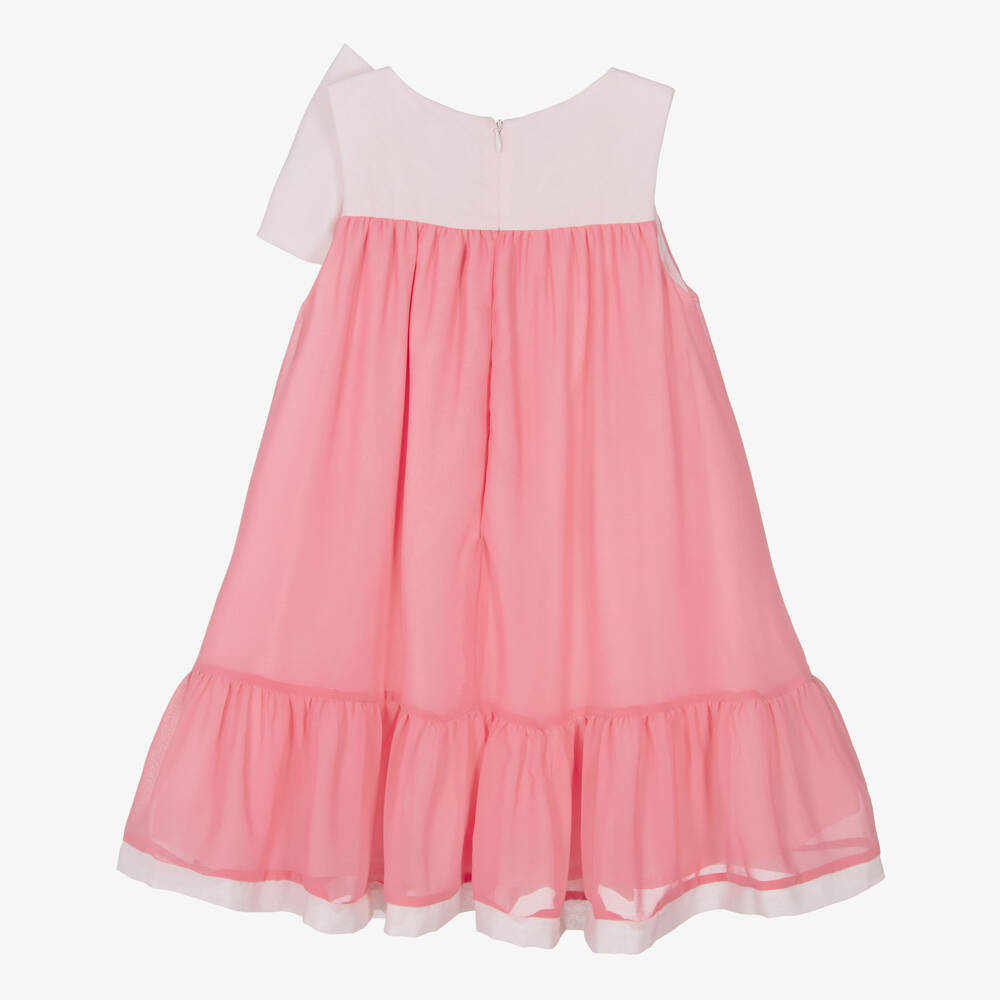 Patachou-فستان شيفون مزين بفيونكة لون زهري للبنات  | Childrensalon