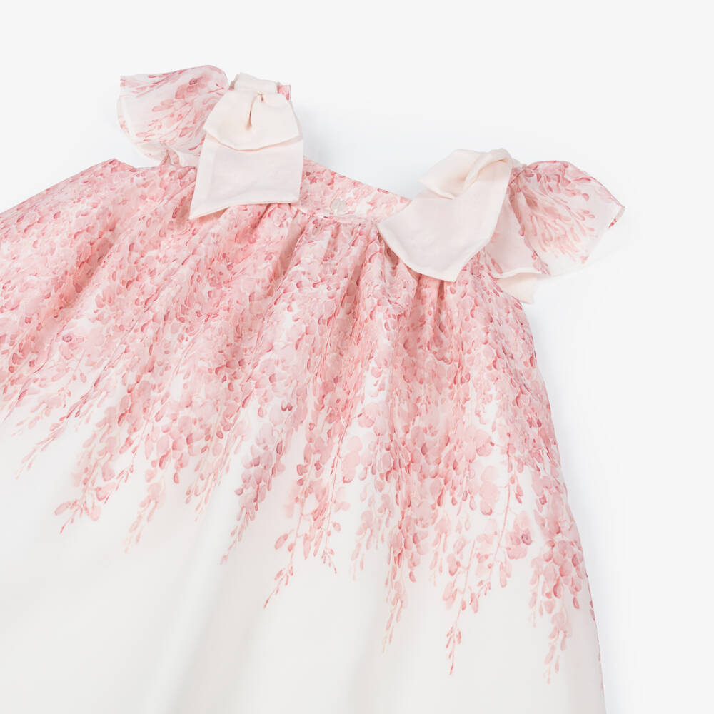 Patachou-Girls Pink Chiffon Floral Print Dress | Childrensalon