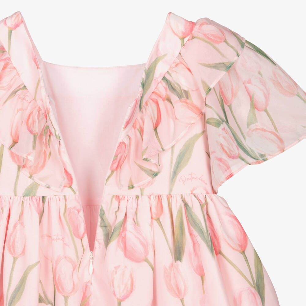 Patachou-فستان شيفون بطبعة زهور توليب لون زهري للبنات | Childrensalon