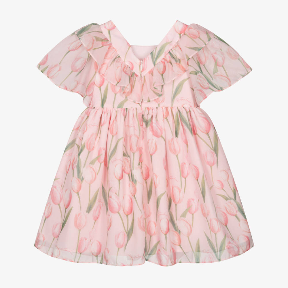 Patachou-فستان شيفون بطبعة زهور توليب لون زهري للبنات | Childrensalon