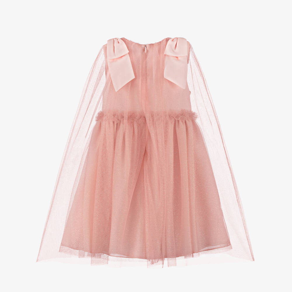 Patachou-Girls Pink Chiffon & Tulle Cape Style Dress | Childrensalon