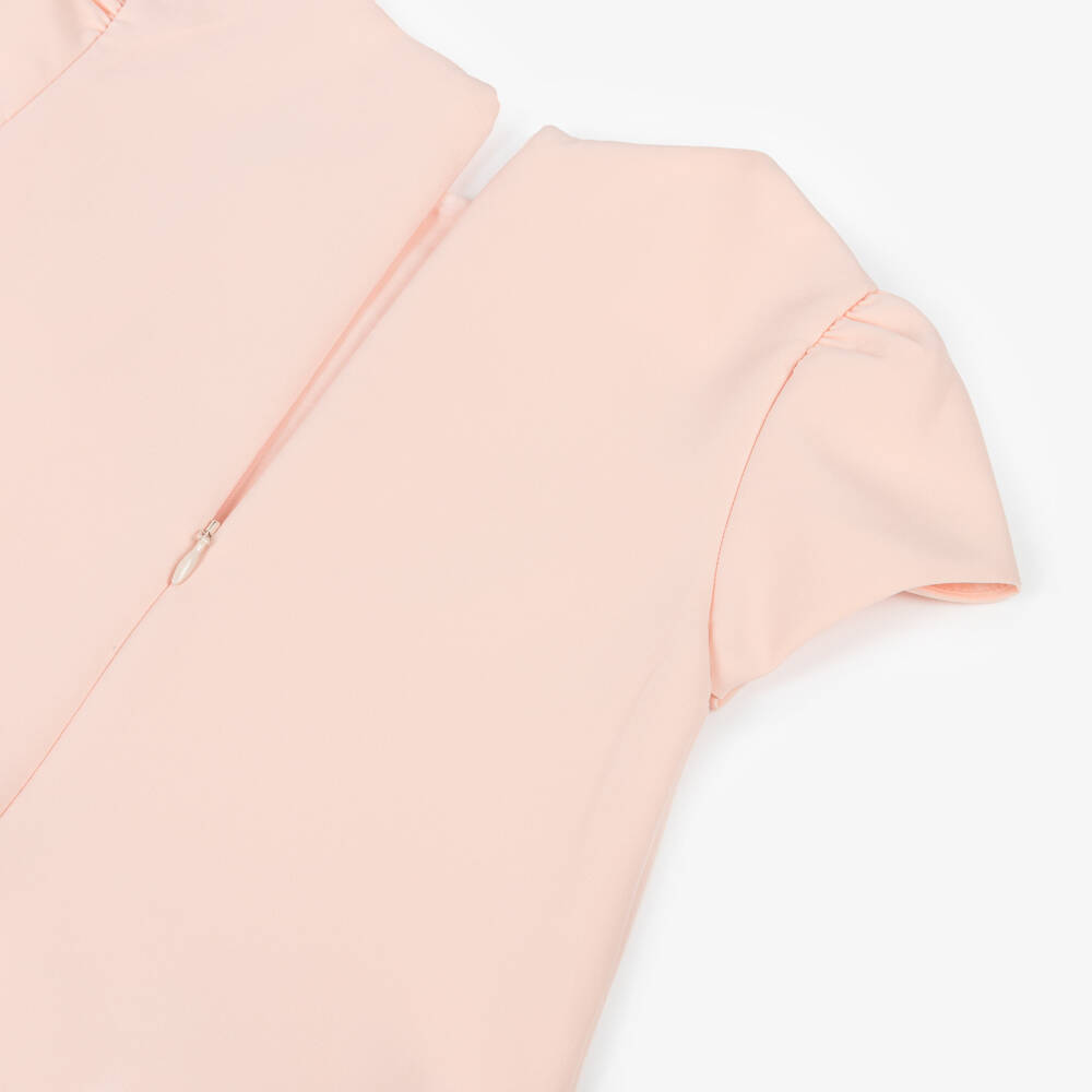 Patachou-Girls Pink Crêpe Dress with Sequin Bows | Childrensalon