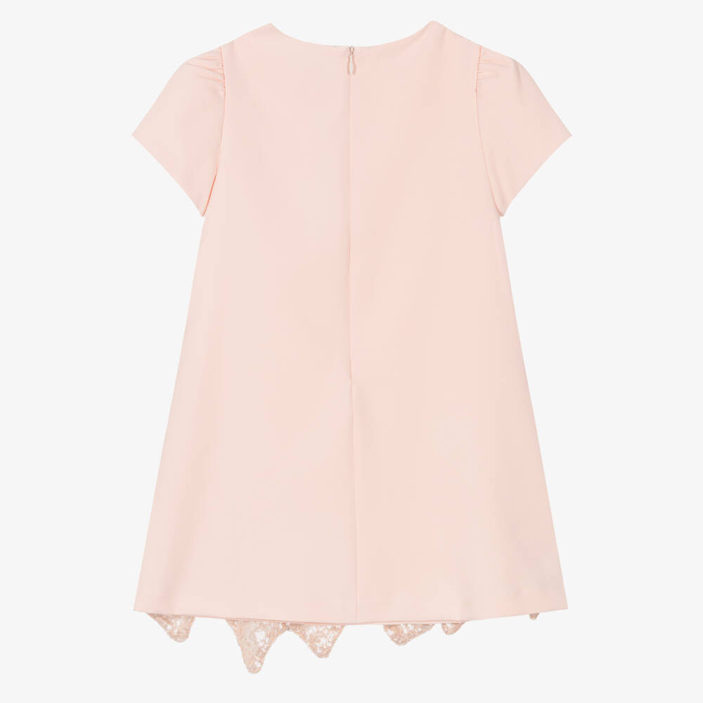 Patachou-Girls Pink Crêpe Dress with Sequin Bows | Childrensalon