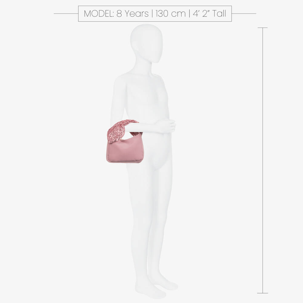 Patachou-Сумочка розовая из крепа с отделкой из пайеток для девочек (18см) | Childrensalon