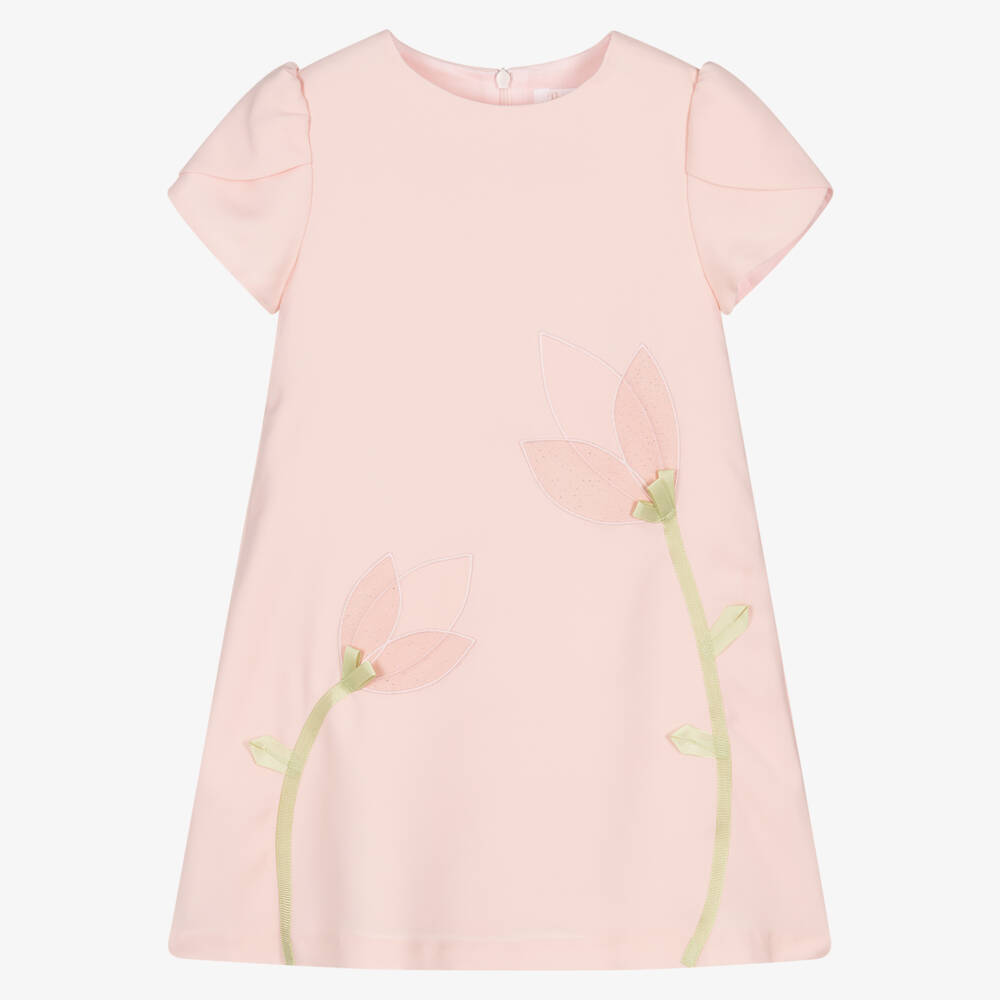Patachou-Girls Pink Crêpe Tulip Dress | Childrensalon