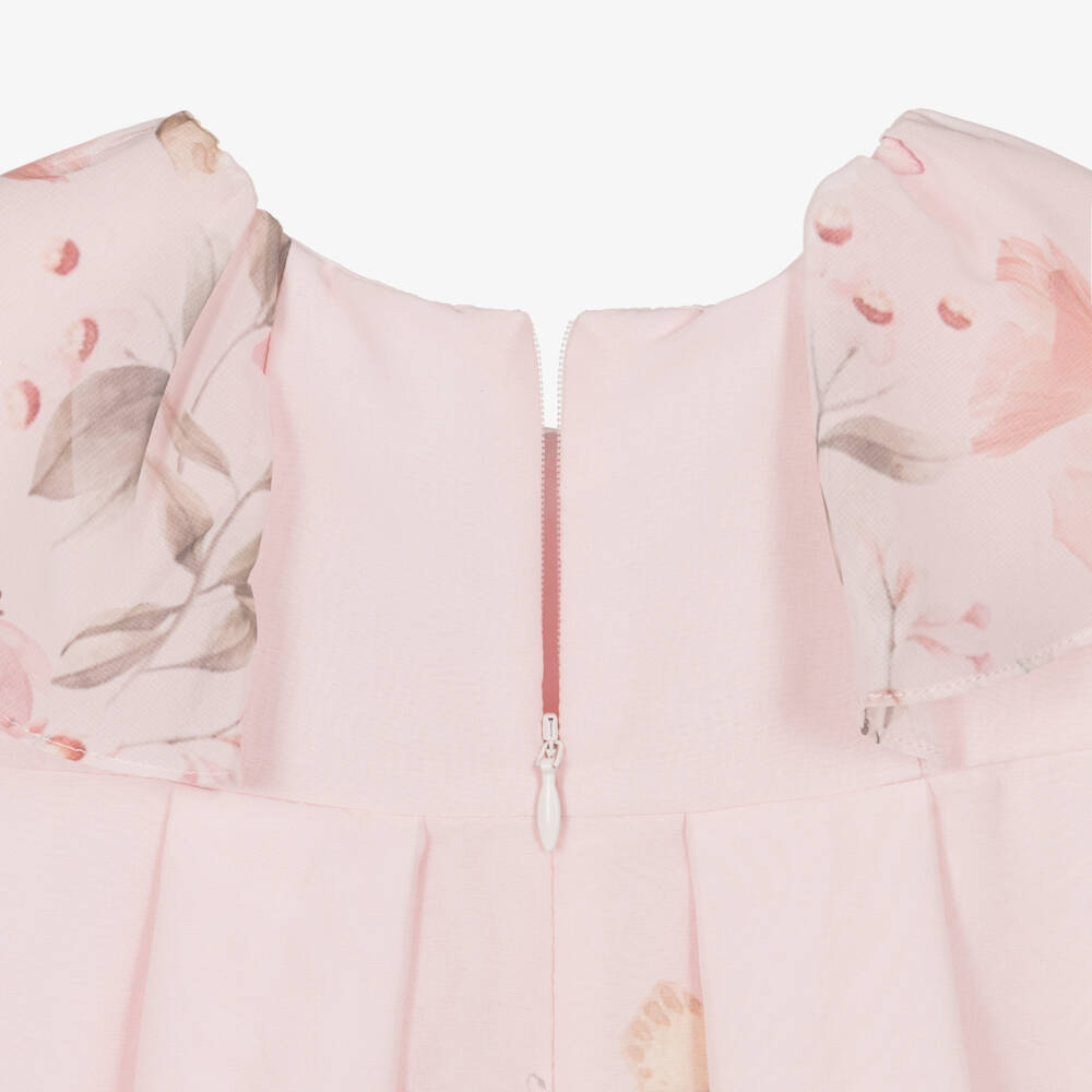 Patachou-Girls Pink Floral Chiffon Dress with Bow | Childrensalon