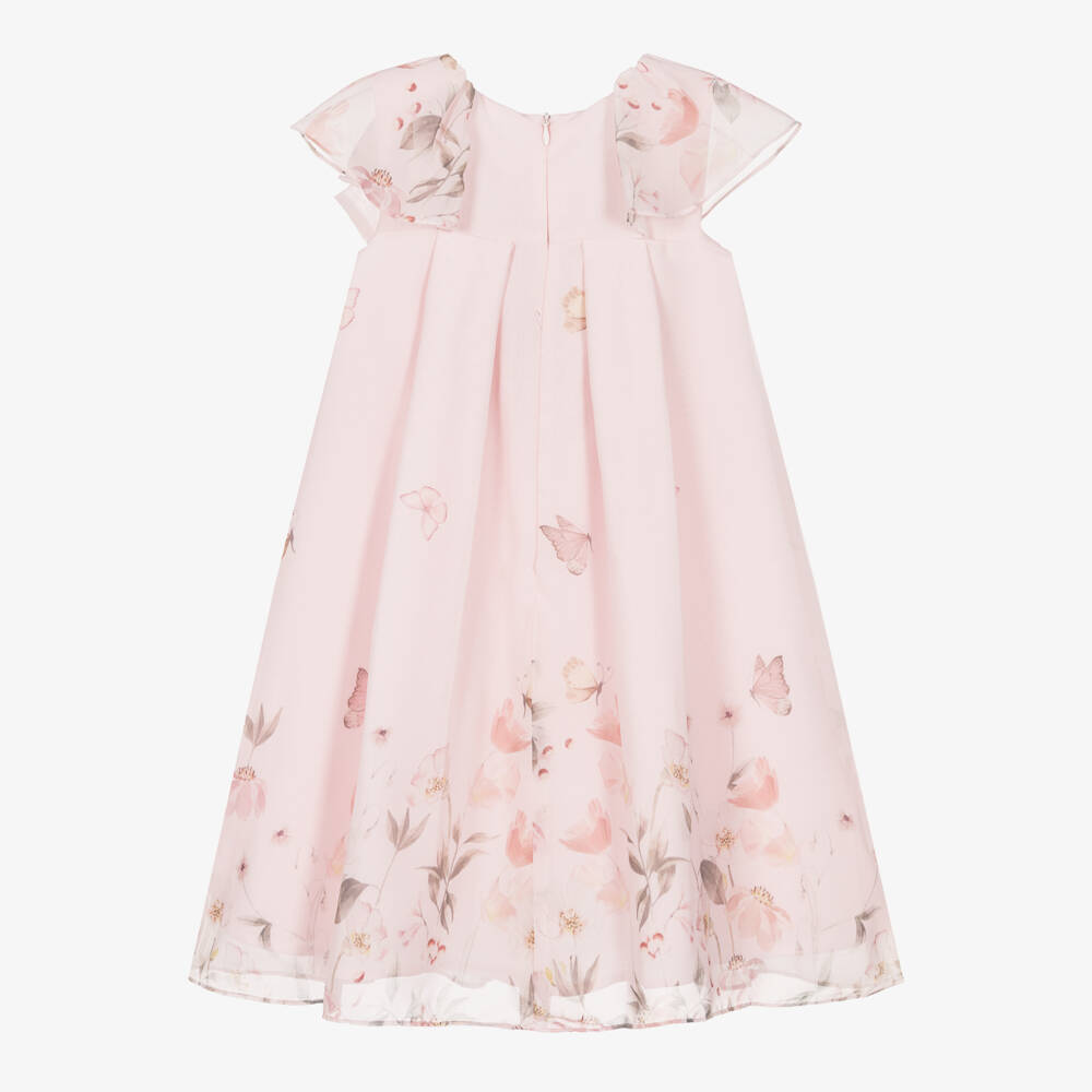Patachou-Girls Pink Floral Chiffon Dress with Bow | Childrensalon