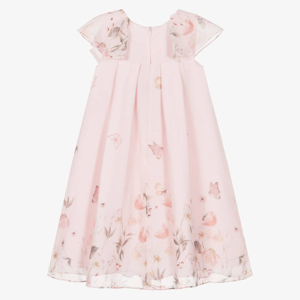 Patachou-Платье шифоновое розовое с цветами и бантом для девочек | Childrensalon