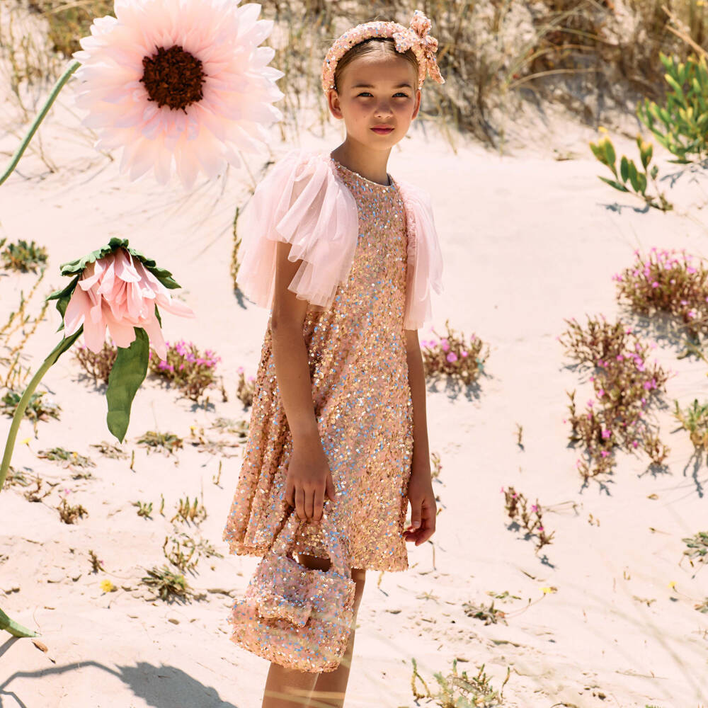 Patachou-Girls Pink & Gold Sequin Dress | Childrensalon