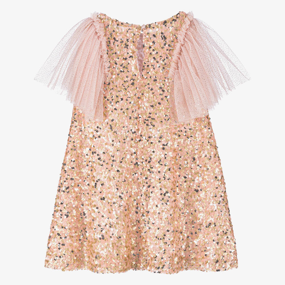 Patachou-Girls Pink & Gold Sequin Dress | Childrensalon