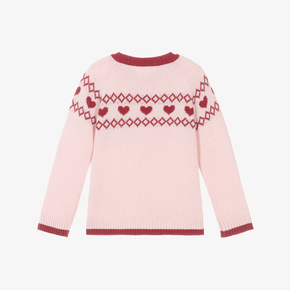 Patachou-Girls Pink Heart Knit Sweater | Childrensalon