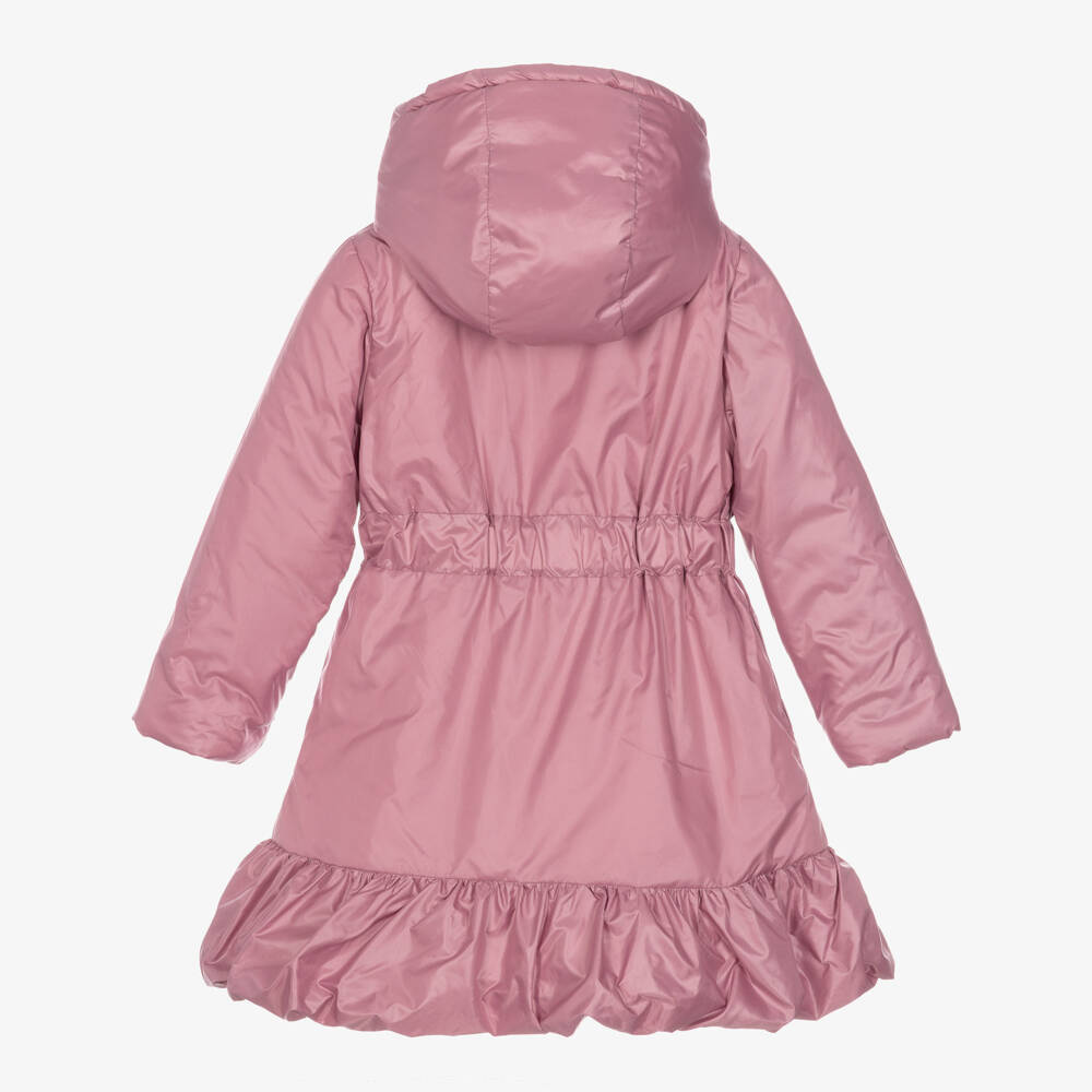 Patachou-Girls Pink Hooded Coat with Bows | Childrensalon