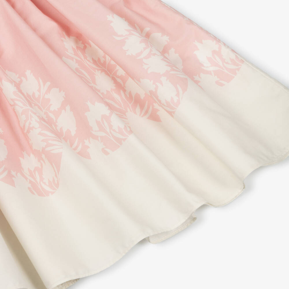 Patachou-Girls Pink & Ivory Floral Cotton Shirt Dress | Childrensalon