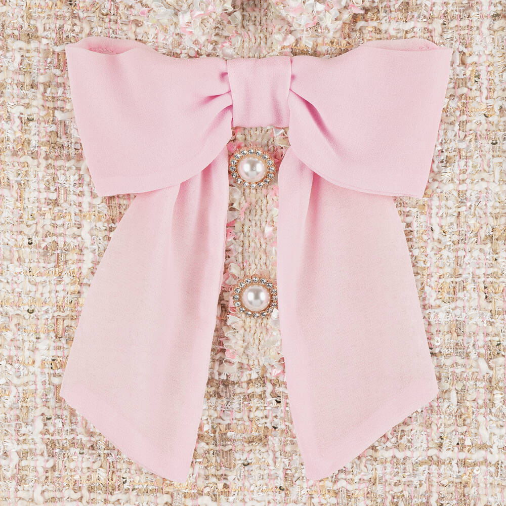 Patachou-Girls Pink & Ivory Tweed Dress | Childrensalon