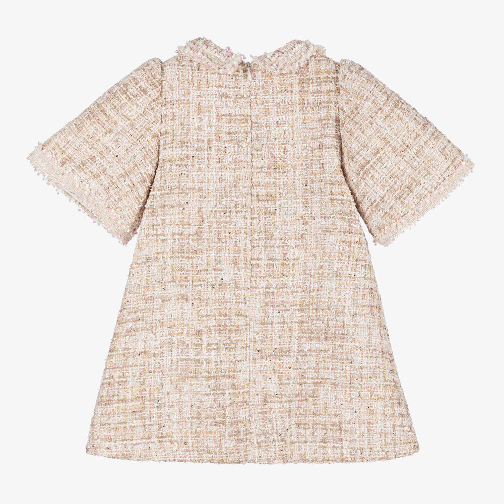 Patachou-Girls Pink & Ivory Tweed Dress | Childrensalon