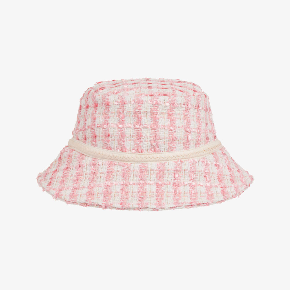 Patachou-Girls Pink & Ivory Tweed Hat | Childrensalon