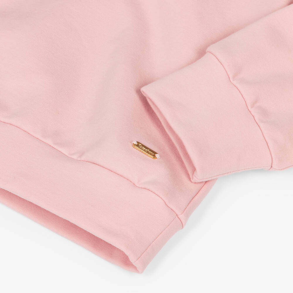 Patachou-Girls Pink Jersey Tracksuit with Scalloped Collar | Childrensalon