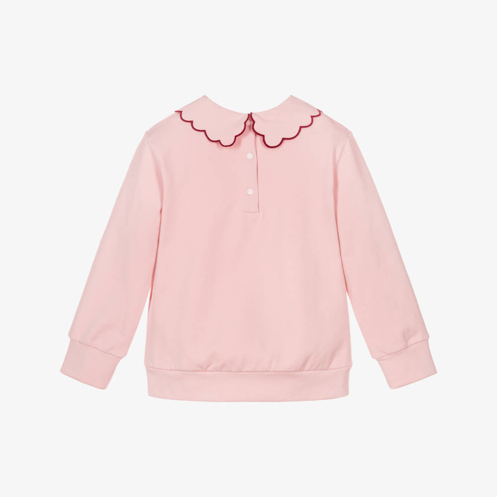 Patachou-Girls Pink Jersey Tracksuit with Scalloped Collar | Childrensalon