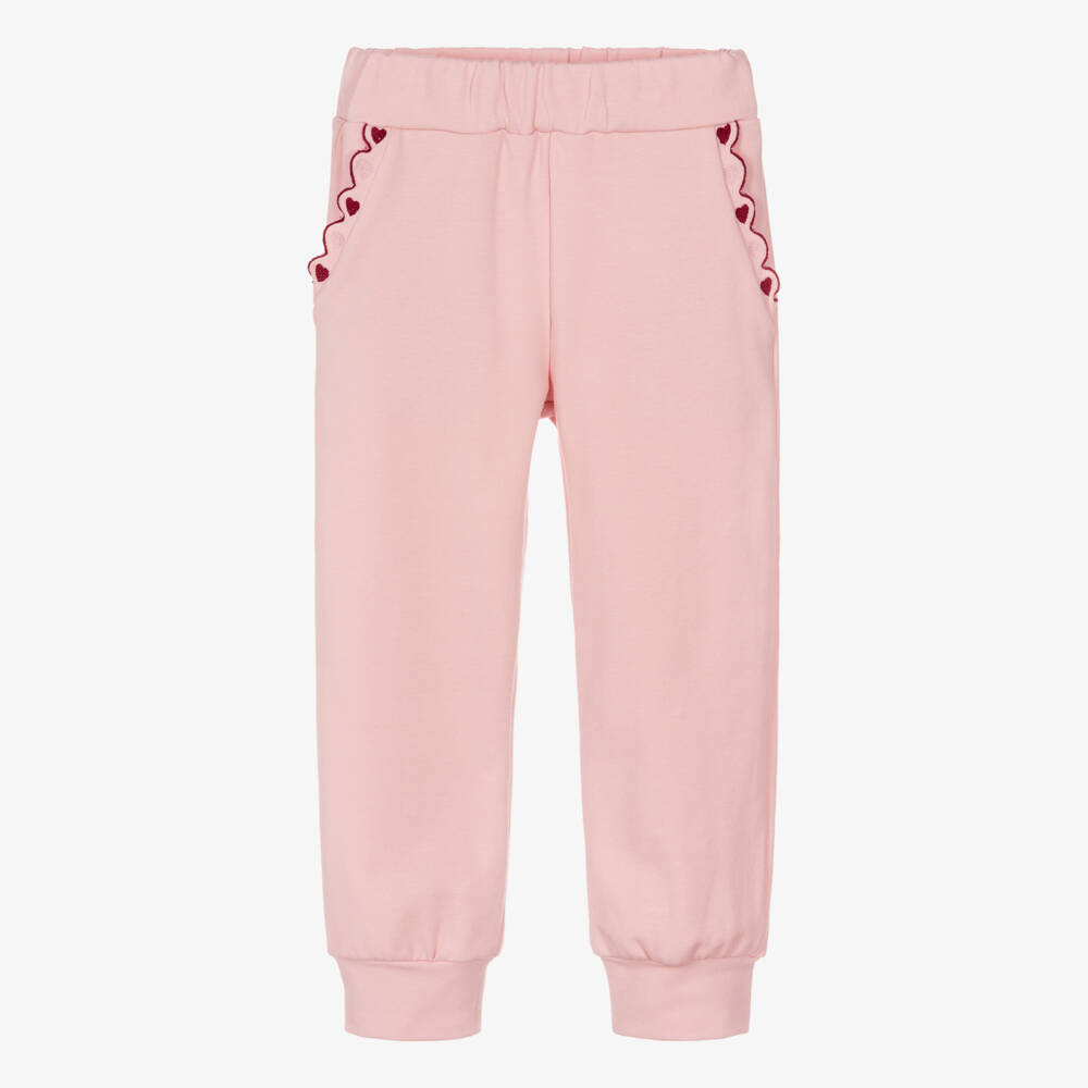Patachou-Girls Pink Jersey Tracksuit with Scalloped Collar | Childrensalon