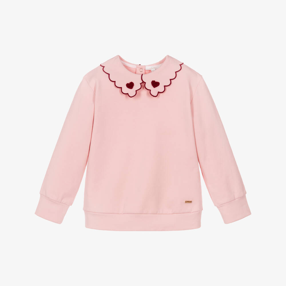 Patachou-Girls Pink Jersey Tracksuit with Scalloped Collar | Childrensalon