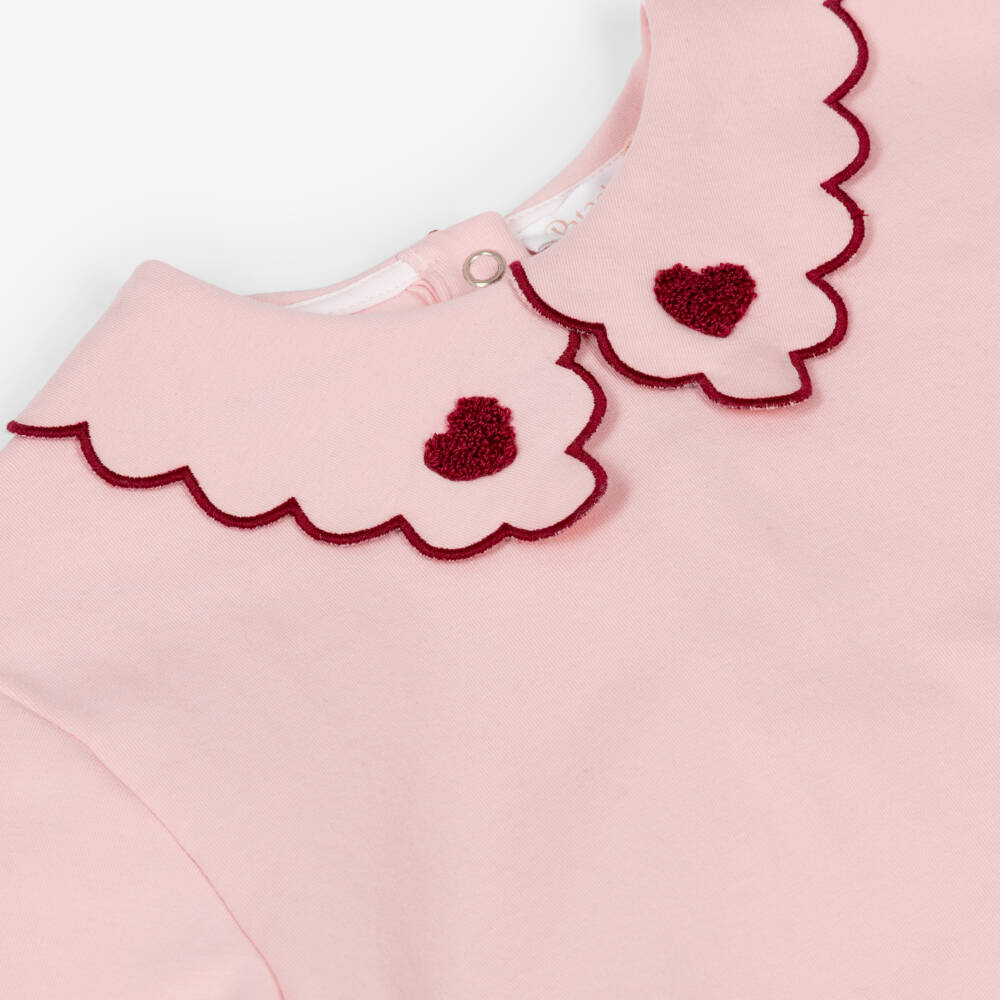 Patachou-Girls Pink Jersey Tracksuit with Scalloped Collar | Childrensalon