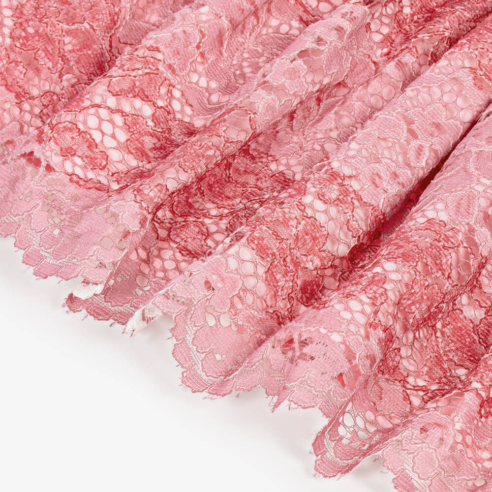 Patachou-Girls Pink Lace Dress with Gemstone Buttons | Childrensalon